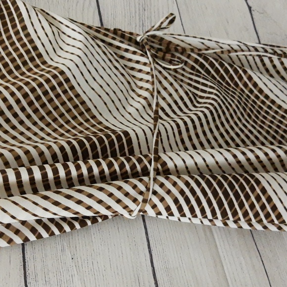 Geri C. New York Striped Faux Wrap Dress Brown Cream VTG 90s M/L - Picture 4 of 15